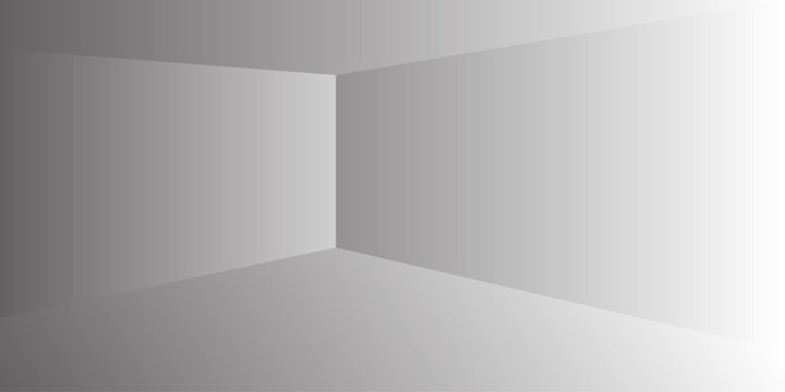 Interior studio room background with empty grey corner and 3D gradient space for professional product presentation and creative digital showroom exhibition