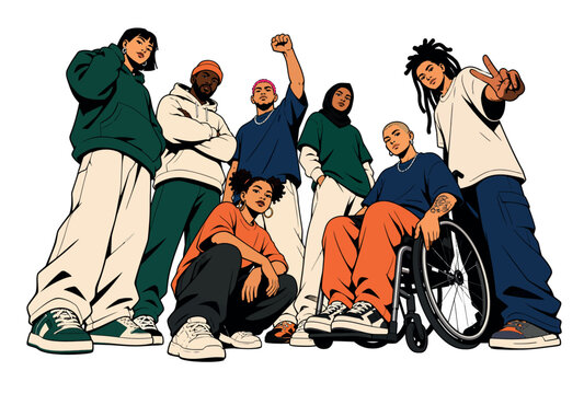 Diverse group of young friends.