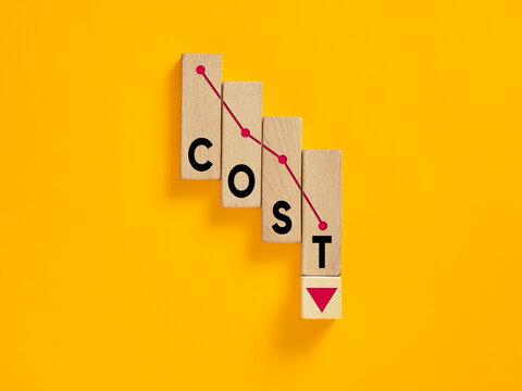 Business concept of reducing cost, expenses, budget, and price over time