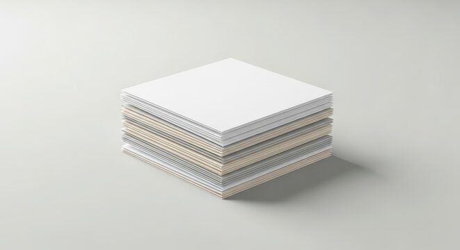 stack of paper sheets in various colors on light gray background