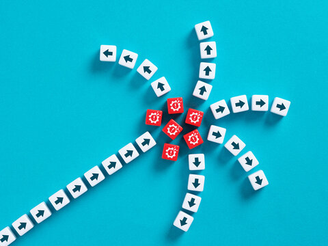Business crisis and critical system failure concept with broken gear icons