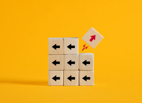 Business breakthrough, leadership and choosing a different direction concepts