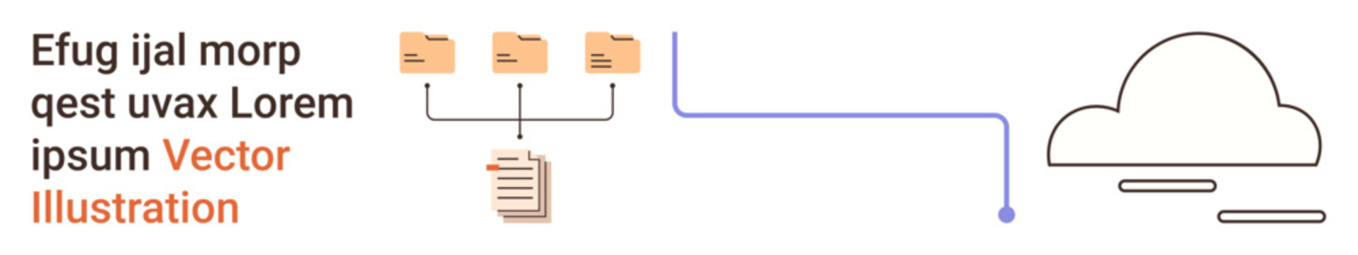 Data management, cloud storage, network systems, document sharing, digitalization, file transfer. Folder icons, document connection and cloud symbol . Data management and cloud storage concept
