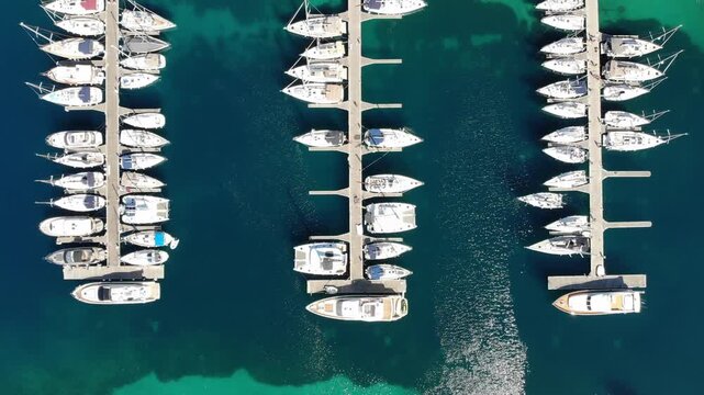 Marina in Primosten, Dalmatia region of Croatia. Sailing infrastructure in Croatia.