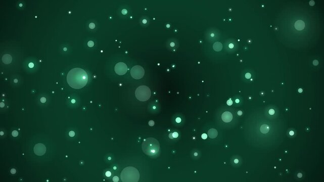 深緑の幻想的な光が漂うエメラルドBokeh背景4K