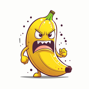 Angry Cartoon Banana Character