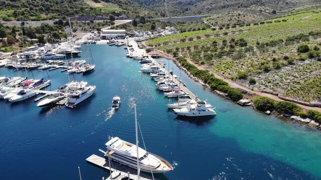 Marina in Primosten, Dalmatia region of Croatia. Sailing infrastructure in Croatia.