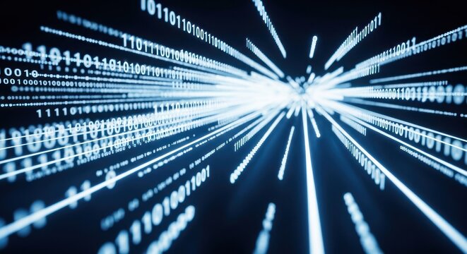 Digital Data Stream Abstract Background with Binary Code.