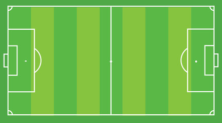 Aerial View of Soccer Field Pitch with Striped Grass Pattern Vector Illustration © Jabeda