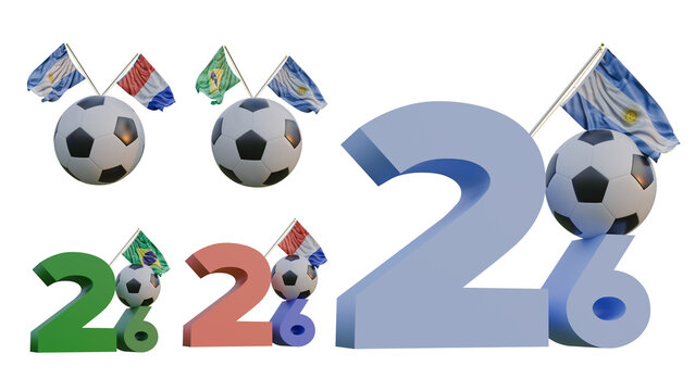 Brazil Argentina France flags for fifa world cup 2026