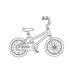 Fototapeta premium Simple Outlined Child's Bicycle Illustration on White Background
