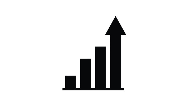 Growth chart with rising arrow black silhouette