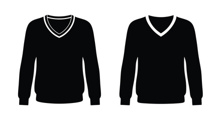Naklejka premium V neck sweater silhouettes on white background silhouette