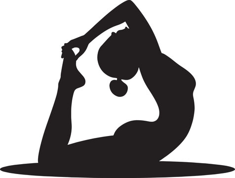Yoga Silhouette of Woman in King Pigeon Pose Eka Pada Rajakapotasana for Wellness and Fitness Design