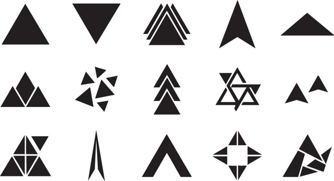 Triangle and arrowhead collection featuring various geometric mountain and pointer shapes.