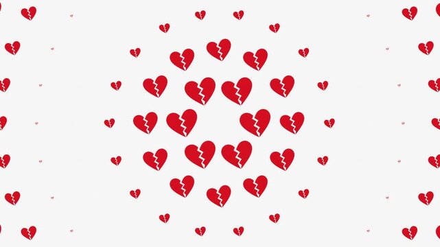 Broken Hearts Red Broken Heart Icons Seamless Pattern Background Heartbreak Sadness and Relationship End Concept