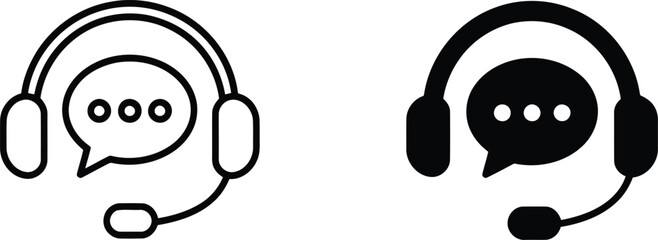 Obraz premium Headset and chat bubble icons, communication vector illustration