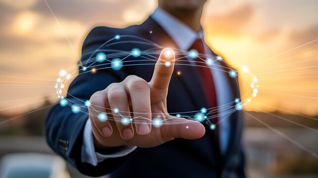 Global network background, Communication technology for internet business. Social network and telecommunication on cyberspace, global computer networks.