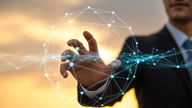 Global network background, Communication technology for internet business. Social network and telecommunication on cyberspace, global computer networks.
