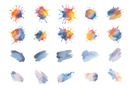 Colorful watercolor splashes Vectors 
