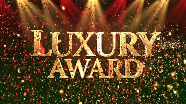 Luxury award, gold text, sparkling confetti, award show, luxury event, golden letters ai 4k Video