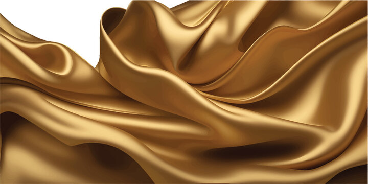 Luxurious golden silk fabric drapes elegantly, creating a soft, flowing backdrop.