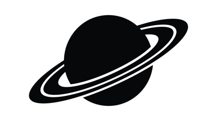 Saturn planet with rings black and white graphic silhouette high quality professional detailed © arfan