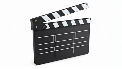 Fototapeta premium Black and White Clapperboard for Film Production on White Background.
