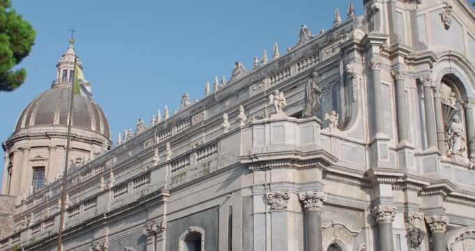 Stunning architecture of Cathedral of Saint Agatha in Catania, Sicily, Italy, 4k