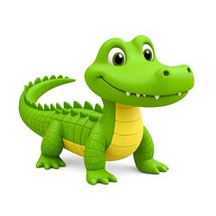 Fototapeta premium 3D cartoon crocodile in green color.