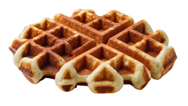 Golden brown Belgian waffles with textured grid pattern