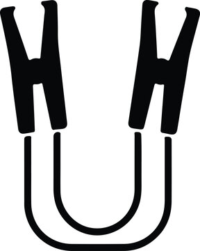 Silhouette design of black automotive battery jump start booster cable vector