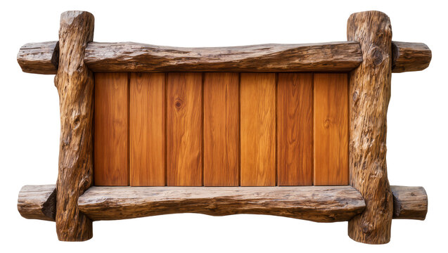 Rustic Wooden Frame with Planks and Log Border