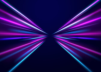 Surreal neon energy burst with cosmic illumination, dynamic laser beams, purple blue glow and modern science fiction design © ANATOLII