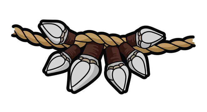 Claws wrapped around a rope tightly.