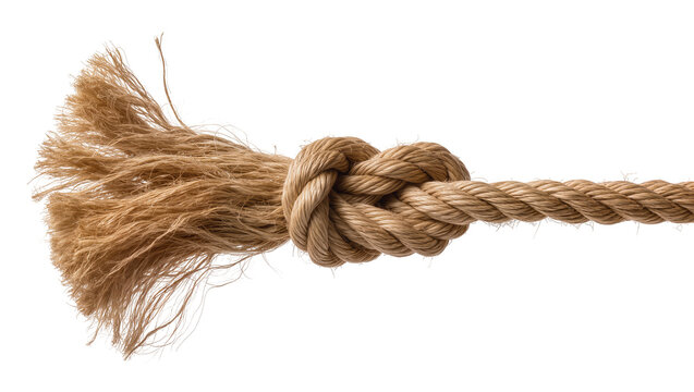 Braided Jute Rope with Knotted End and Frayed Fibers
