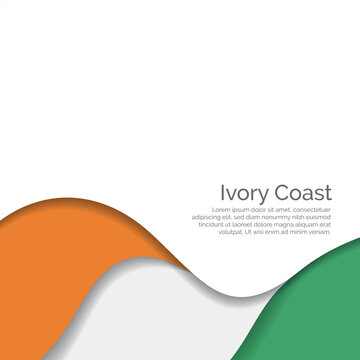 Flag of Ivory Coast. Paper Cut Style and Waving Design with Modern Presentation Layout.