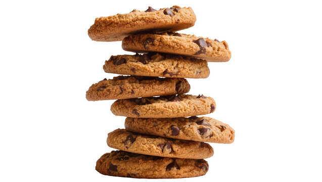 Stacked Chocolate Chip Cookies with Crumbs and Dark Chocolate