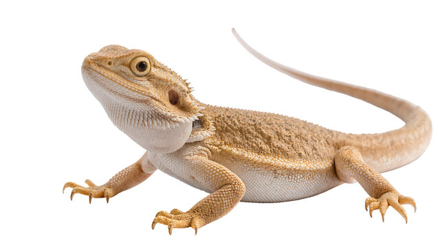 Brown bearded lizard reptile with spiky frill and long tail