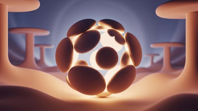 Glowing Futuristic Organic Egg Shape Art