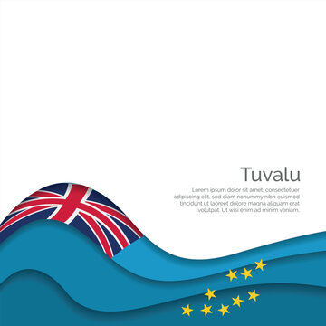 Flag of Tuvalu. Paper Cut Style and Waving Design with Modern Presentation Layout.
