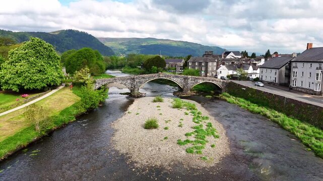 Traffic Crossing Pont Fawr (Inigo Jones Bridge), Llanrwst, North Wales