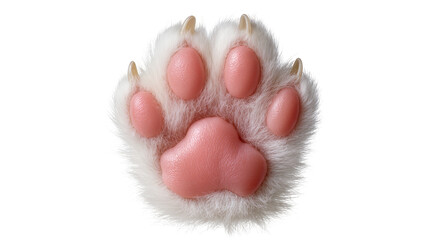 Gray fluffy cat paw with pink pads and claws closeup © Antonio