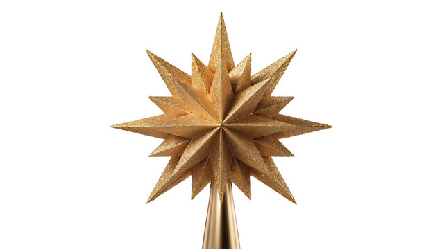 Glittering golden starburst Christmas tree topper decoration
