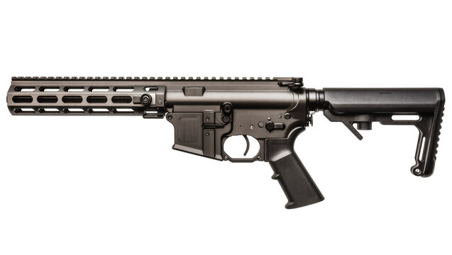 Black AR-15 Style Rifle with Black Furniture and Rail System