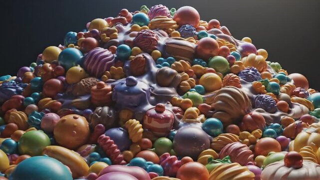 Towering Heap of Assorted Colorful Candies, Sweet Treats