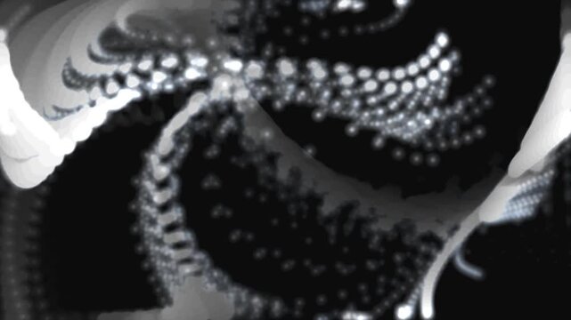 シルバー流体 ゆっくり漂うモノトーン煙背景 4K