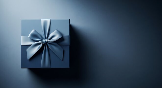 Fathers day gift elegant blue present with ribbon for dad celebration and appreciation