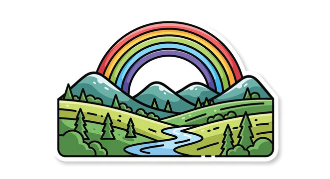 Colorful illustration of a rainbow.