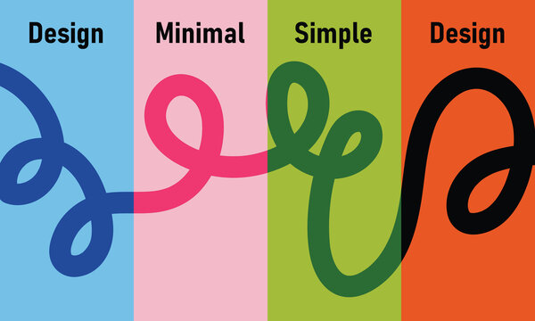 Playful minimalist graphic featuring thick loopy lines flowing across four vibrant panels under bright studio lighting.